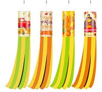 Calze a vento per autunno del Ringraziamento, 4 pezzi, con zucca, foglia d'acero, per raccogliere e raccogliere zucca, per autunno, autunno, per giardino, casa, cortile, patio, decorazione, 40 pollici