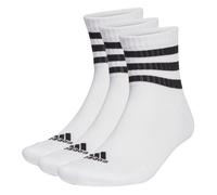adidas Unisex - Adulto 3-Stripes Cushioned Sportswear Mid-Cut Socks 3 Pairs, White / Black, 4.5-6