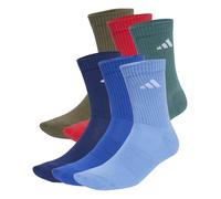 adidas Unisex - Adulto CUSHIONED CREW SOCKS 6 PAIR PACK, Dark Blue/Royal Blue/Olive Strata/Pure Ruby, 6.5-8