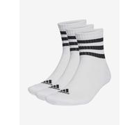 adidas Unisex - Adulto 3-Stripes Cushioned Sportswear Mid-Cut Socks 3 Pairs, White / Black, 6.5-8