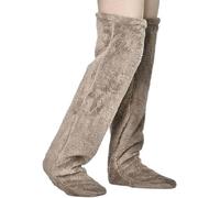 Calze al ginocchio in piuma d'oca per Natale, calze al ginocchio in piuma d'oca Leeope per Natale, calze invernali calde lunghe e pelose, Marrone chiaro, Taglia unica