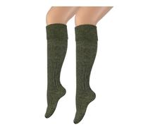 Calze alla moda da donna e da uomo, calze da trekking, calze al ginocchio, con elegante motivo a treccia, colore verde, per Oktoberfest, feste popolari, matrimoni, escursioni, Dirndl, in pelle, verde