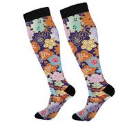 Calze alte al ginocchio Calze calde a compressione con motivo floreale giapponese per donna, corsa, infermiera