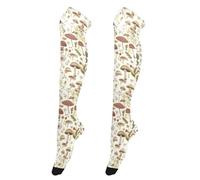 Calze alte al ginocchio da donna, alla moda, alte fino alla coscia, extra lunghe, per spose, calze alte sopra il ginocchio, per balli, fiabe retrò, funghi e lumache, Funghi Safari, fiori di campo e