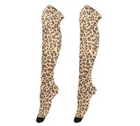Calze alte al ginocchio da donna, alla moda, alte fino alla coscia, extra lunghe, per spose, calze alte sopra il ginocchio, per balli, fiabe retrò, funghi e lumache, Motivo leopardato, taglia unica