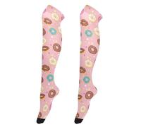 Calze alte al ginocchio da donna, alla moda, alte fino alla coscia, extra lunghe, per spose, calze alte sopra il ginocchio, per balli, fiabe retrò, funghi e lumache, Ciambelle Colorate Con Spruzzi