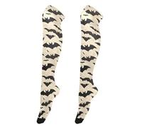 Calze alte al ginocchio da donna, alla moda, alte fino alla coscia, extra lunghe, per spose, calze alte sopra il ginocchio, per balli, fiabe retrò, funghi e lumache, Motivo pipistrello, vintage