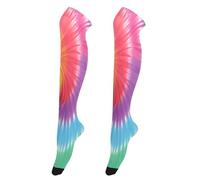 Calze alte al ginocchio da donna, alla moda, alte fino alla coscia, extra lunghe, per spose, calze alte sopra il ginocchio, per balli, fiabe retrò, funghi e lumache, Tie-dye Pattern Rainbow Colors