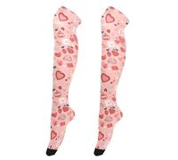Calze alte al ginocchio da donna, alla moda, alte fino alla coscia, extra lunghe, per spose, calze alte sopra il ginocchio, per balli, fiabe retrò, funghi e lumache, Celebrazione di San Valentino