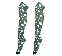 Calze alte al ginocchio da donna, alla moda, alte fino alla coscia, extra lunghe, per spose, calze alte sopra il ginocchio, per balli, fiabe retrò, funghi e lumache, Seamless Golf Pattern, taglia