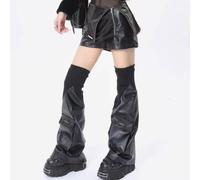 Calze alte fino al ginocchio in pelle PU da donna per abiti alla moda,