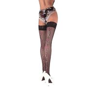 Calze autoreggenti da donna con rosetta con motivo rosa rossa, elegante top in pizzo, doppia fascia in silicone per una vestibilità sicura, lycra velata 20 denari, design floreale, comoda vestibilità