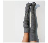 Calze Autoreggenti Donne inverno cotone fitto crochet cavo a maglia sopra il ginocchio lungo avvio lana calda calda calze calze ad alto contenuto di pantyhose scaldamani nero grigio Calze Autoreggenti
