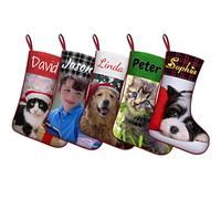 Calze Befana Personalizzate con Foto Nome Calza di Natale Personalizzata Grande Calze Befana Personalizzati per Cane Gatto Bambini (43 cm)