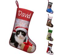 Calze Befana Personalizzate con Foto Nome Calza di Natale Personalizzata Grande Calze Befana Personalizzati per Cane Gatto Bambini (43 cm)