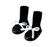 Calze Bimba - Calzini per Neonati in Stile Coreano con Fiocco per Bambini Piccoli Calzini da per L'Autunno Ideali per Imparare A Camminare Scarpe Morbide per Neonati con Suola (Black1 15-2 Years)