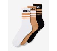 Calze BOSS Logo Stripes bianco beige nero (3 paia)