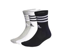 adidas Unisex - Adulto 3-Stripes Cushioned Crew Socks 3 Pairs, Medium Grey Heather / White / Black / White, 6.5-8