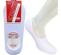 calze college®6/12 Paia calzini invisibili salvapiede con silicone Antiscivolo fantasmini Puro Cotone Filo di Scozia Made In Italy (43-46, 6Paia Bianco)