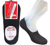 calze college®6/12 Paia calzini invisibili salvapiede con silicone Antiscivolo fantasmini Puro Cotone Filo di Scozia Made In Italy (39-42, 12Paia Nero)