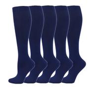 Calze Compressione Graduata 5 paia di calze a compressione da uomo, calze sportive da corsa, alte fino al ginocchio, 20-30 mmHg, calze a compressione mediche for edema, vene varicose, da donna(BLue,S-