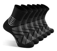 Calze Compressione Graduata Uomo Donna Calzini da Corsa Supporto Alla Caviglia Calze Trekking Running Compressione Assorbente Sportive per Plantar Fasciite Black L