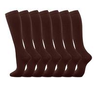 Calze Compressione Sette Paia Donna Uomo Circolazione Ginocchio Alto Supporto Atletica Corsa Ciclismo(Coffee, S)
