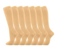 Calze Compressione Sette Paia Donna Uomo Circolazione Ginocchio Alto Supporto Atletica Corsa Ciclismo(Beige, L)
