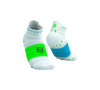 Calze compressport pro racing v4 0 ultralight run low bianco blu verde