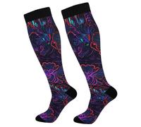 Calze Contenitive Flower Traspirante Compression Socks 50Cm | Antiscivolo Sport Calzettoni Comodo Compressione Calze Per Vene Varicose Infermiera Recupero