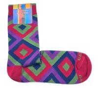 Calze corte Gallo Donna Fantasia Geometrica Quadri Rombi Cotone Amaranto Tg. Uni