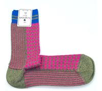 Calze Corte Gallo Donna Lurex Unito Plissè Fucsia - Verde Cotone tg. U 36 - 40