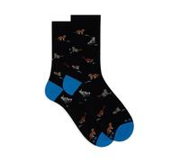 Calze corte uomo nero fantasia gatti con topini e gomitoli