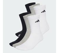 adidas Unisex - Adulto CUSHIONED CREW SOCKS 6 PAIR PACK, White/Medium Grey Heather/Black, 5-6 Years