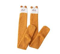 Calze da donna a forma di animale, lunghezza al ginocchio, in lana di corallo, ispessite, calde, per la casa, giarrettiera, D, Taglia unica