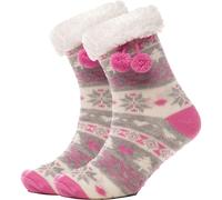 Calze Da Donna A2Z Natalizie In Pile Sherpa Con Fodera E Pompom Antiscivolo