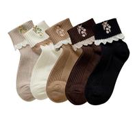 Calze da donna in cotone ricamate con fiore: cinque paia di calzini vintage