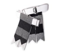 Calze da kilt da uomo, con fibbie regolabili, tinta unita e tartan, giarrettiera in lana acrilica a punta, Rob Roy Bianco e Nero, Taglia unica