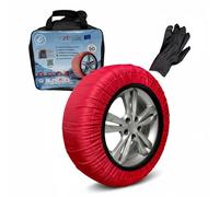 Calze da Neve Omologate EN 16662-1 Per Auto SUV Furgoni Coppia di Catene Tessili Antisdrucciolo per Pneumatici R14-R21 Facili da Montare Con Guanti e Borsa (L)