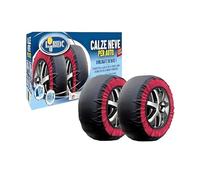 Calze da Neve Omologate XXL, Alta Resistenza in Gomma, Nere e Rosse, Montaggio Rapido, per Auto con Guanti Inclusi, EN 16662-1