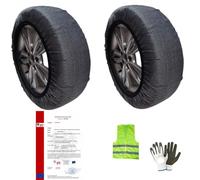 CALZE DA NEVE PER PNEUMATICO 215/65 R16 CERCHIO 16 MISURA XL 1 COPPIA OMOLOGATA SU STRADE INNEVATE E GHIACCIATE KIT DI SICUREZZA COPERTURA NEVE PER GOMME AUTO 2 PEZZI FACILE UTILIZZO CON TEXTURE 3D