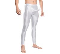 Calze da uomo con leggings lucidi opachi, calze a olio lucide, pantaloni lunghi alla moda, calze sottili a tinta unita, leggings a olio, pantaloni da yoga, leggings fitness, pantaloni casual, O bianco