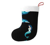 Calze decorative natalizie HJFCZH delfini e sirene stampe per feste di Natale