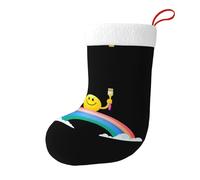 Calze decorative natalizie HJFCZH Draw a Rainbow Smiley Face Stampe per feste di Natale