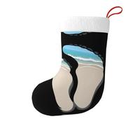 Calze decorative natalizie WHJSSF Big Footprints on the Beach stampate per feste di Natale