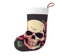 Calze decorative natalizie WHJSSF Day of The Dead Sugar Roses Skull stampato per feste di Natale