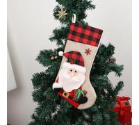 Calze di Natale, 48 cm, da appendere, con personaggi in peluche 3D, pupazzo di neve, Babbo Natale, cervo, decorazione per le vacanze per bambini (Babbo Natale)