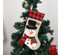 Calze di Natale, 48 cm, da appendere, con personaggi in peluche 3D, pupazzo di neve, Babbo Natale, cervo, decorazione per le vacanze per bambini (pupazzo di neve)