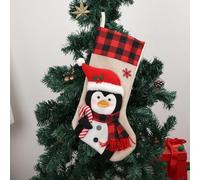 Calze di Natale, 48 cm, da appendere, con personaggi in peluche 3D, pupazzo di neve, Babbo Natale, cervo, decorazione per le vacanze per bambini (pinguino)