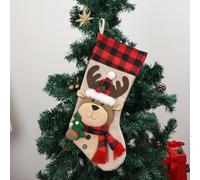 Calze di Natale, 48 cm, da appendere, con personaggi in peluche 3D, pupazzo di neve, Babbo Natale, cervo, decorazione per le vacanze per bambini (cervo)